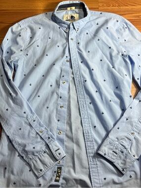 Americanino Shirt Mens Medium Button Down Blue Slim
